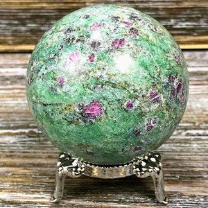 Ruby Kyanite Fuchsite Crystal Sphere With Stand A6